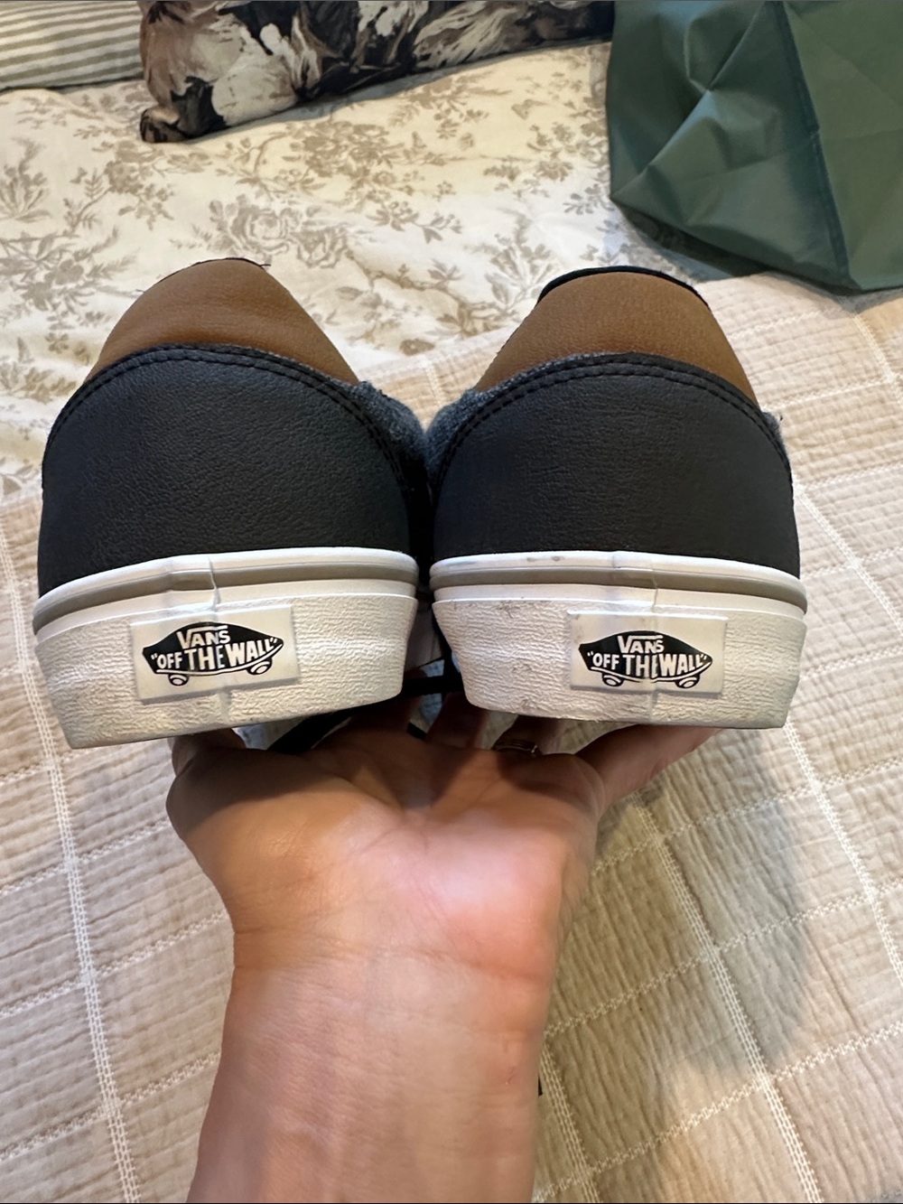 Vans Men’s Low-Top Sneakers in Charcoal with Tan Accents - Picture 3 of 5